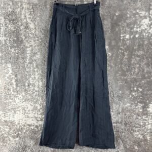 NEW Rails Size S Pinstripe Wide Leg Tie Casual Pants Charcoal Button Zip NWT